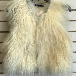 Mustard Seed Cream Lambs Fur Vest. Size S